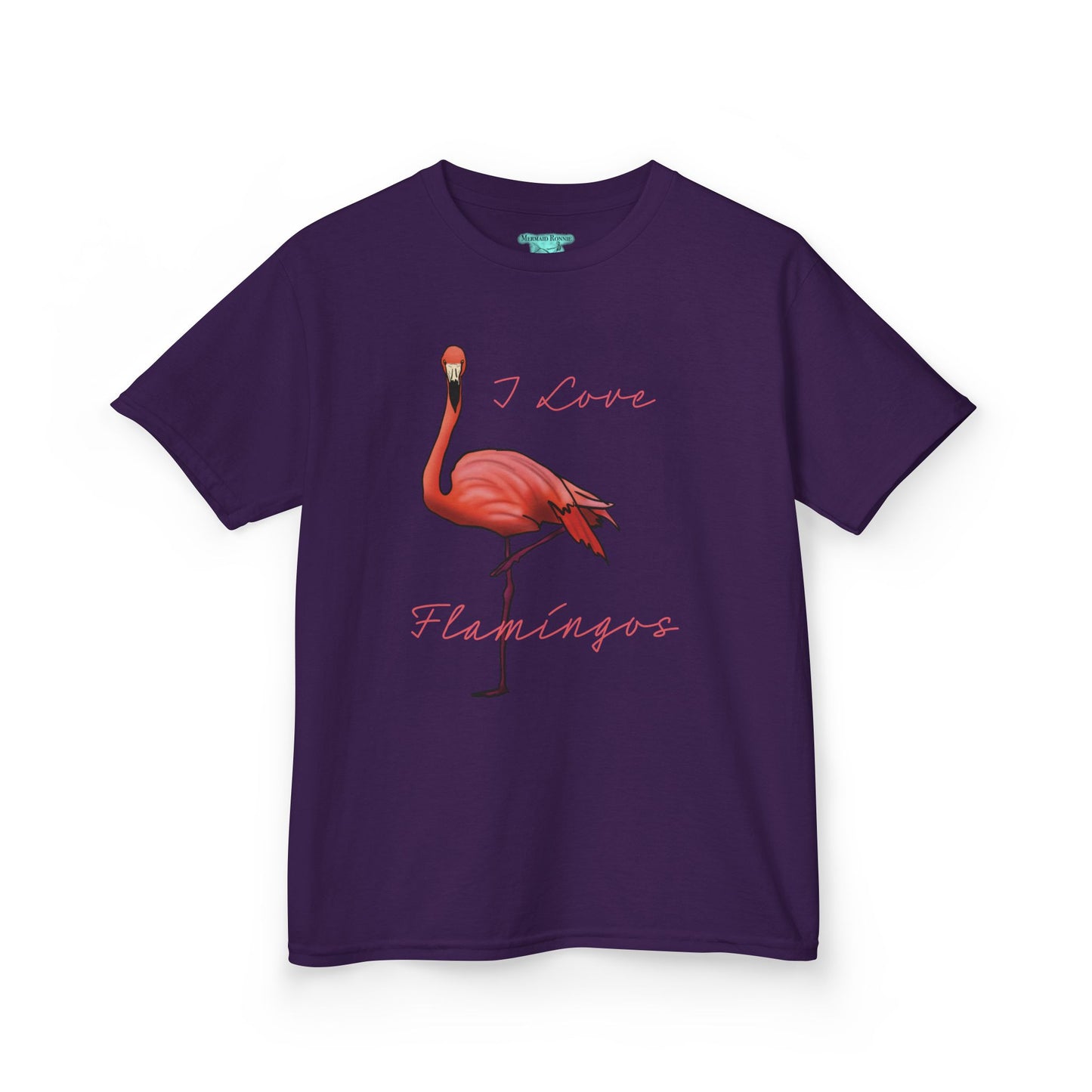 I Love Flamingos Kids T-Shirt, Animal Facts, Front and Back Print