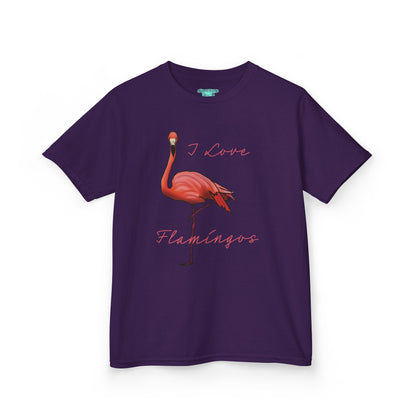 I Love Flamingos Kids T-Shirt, Animal Facts, Front and Back Print