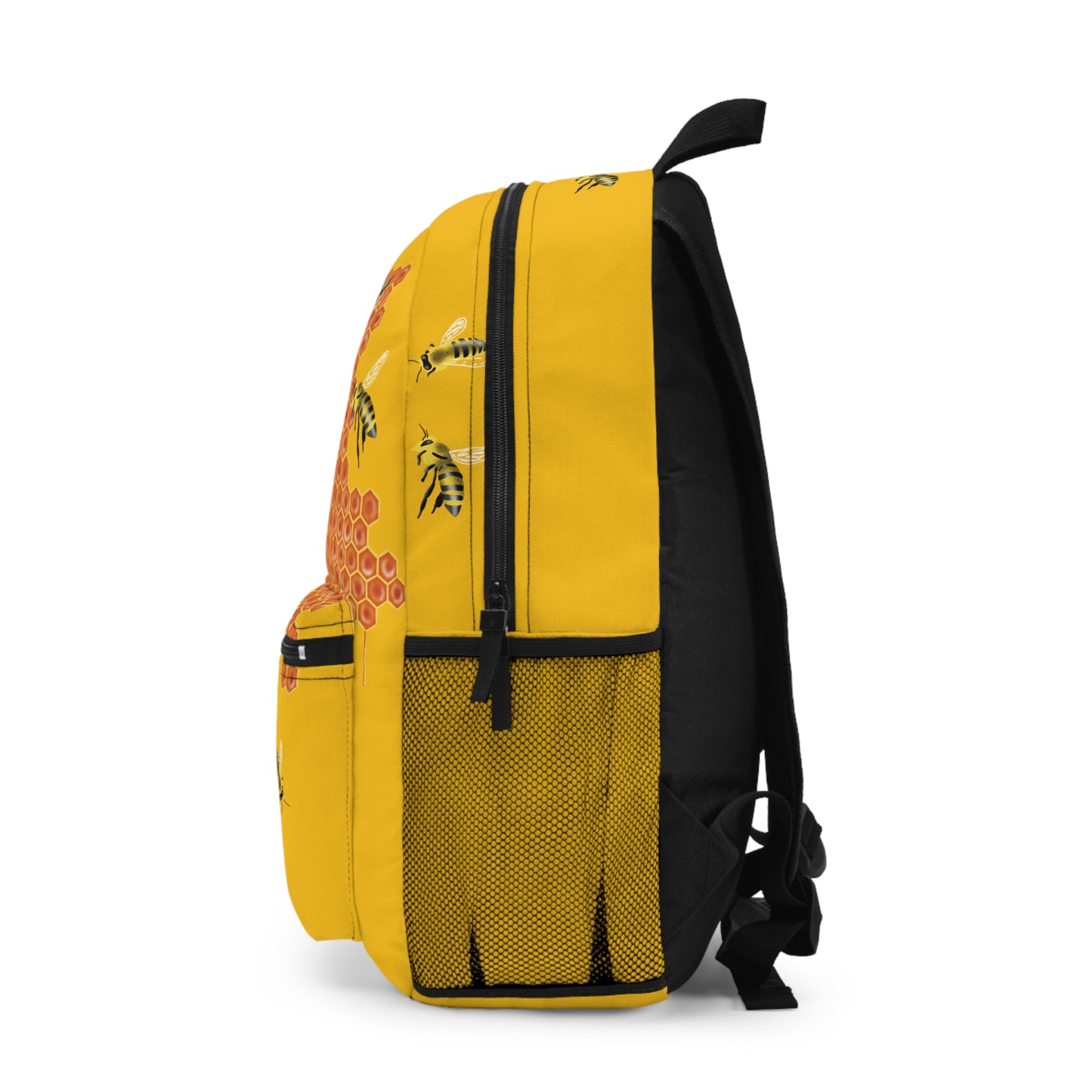 Honeybee Backpack, Yellow Canvas Backpack, Honeycomb with Dripping Honey, Save the Bees, Buzzing Behive