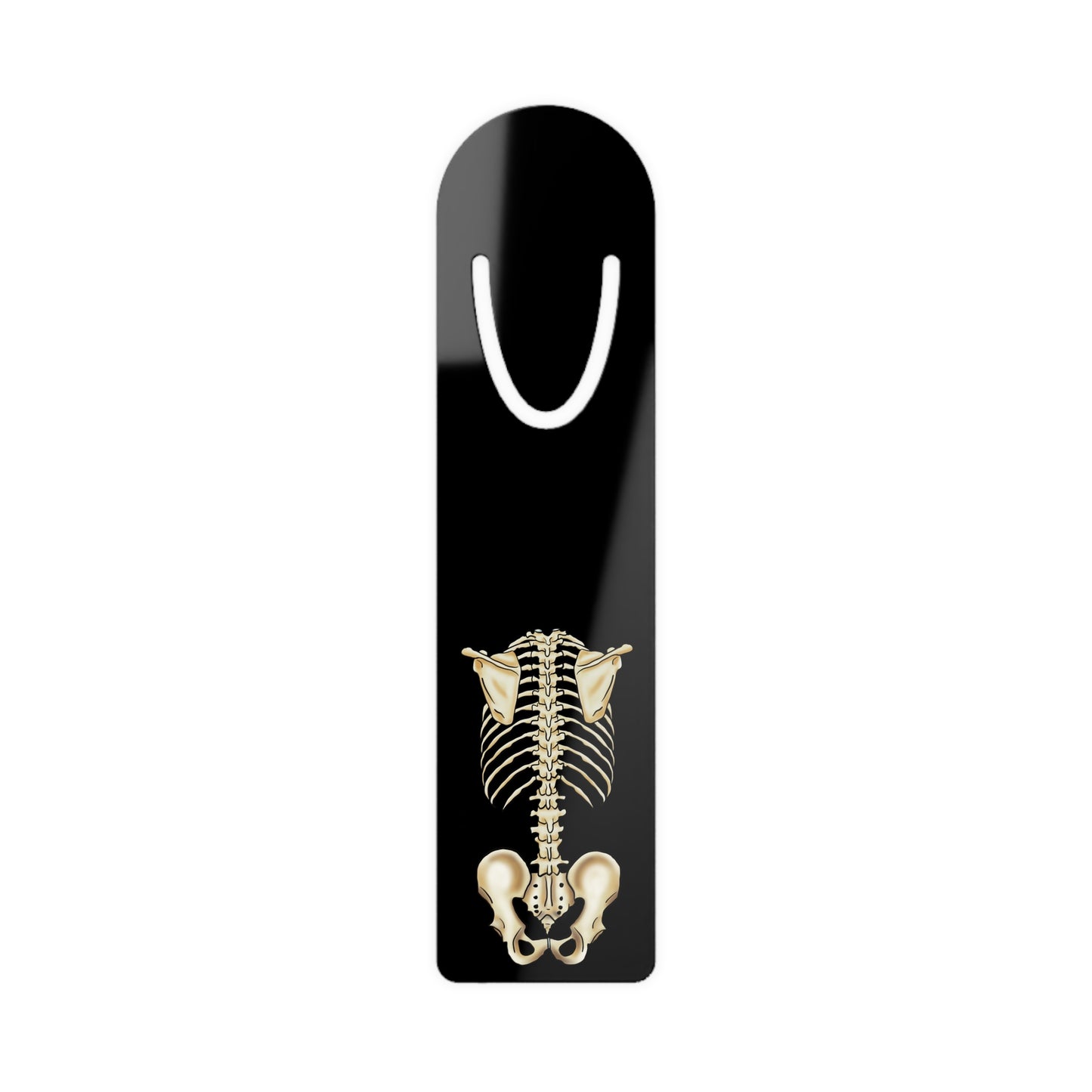 Anatomical Skeleton Bookmark, Medical Illustration, Black Aluminum Page Marker