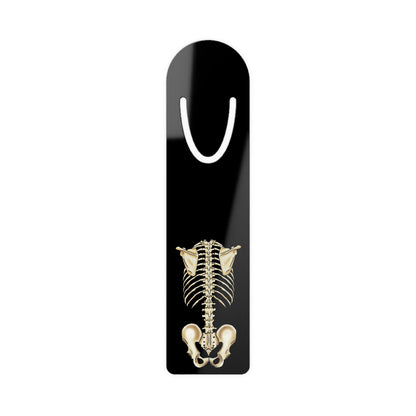 Anatomical Skeleton Bookmark, Medical Illustration, Black Aluminum Page Marker