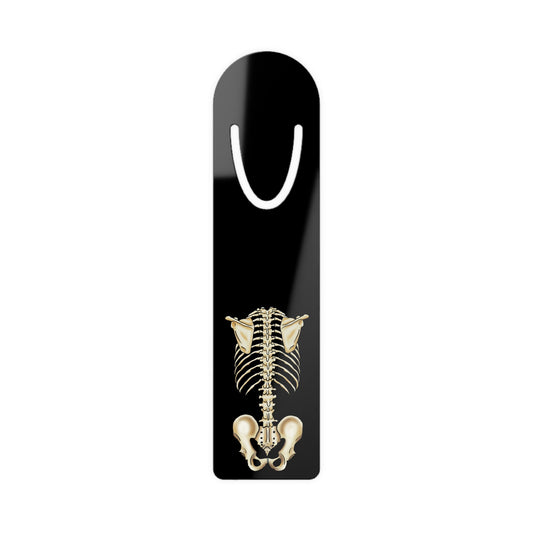 Anatomical Skeleton Bookmark, Medical Illustration, Black Aluminum Page Marker