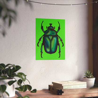June Bug Wall Art Print, Green Chafer Beetle Poster, Green Nature Insect Decor