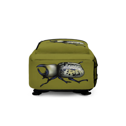 Hercules Beetle Backpack, Army Green Canvas Backpack, Insect Book Bag, Entomology