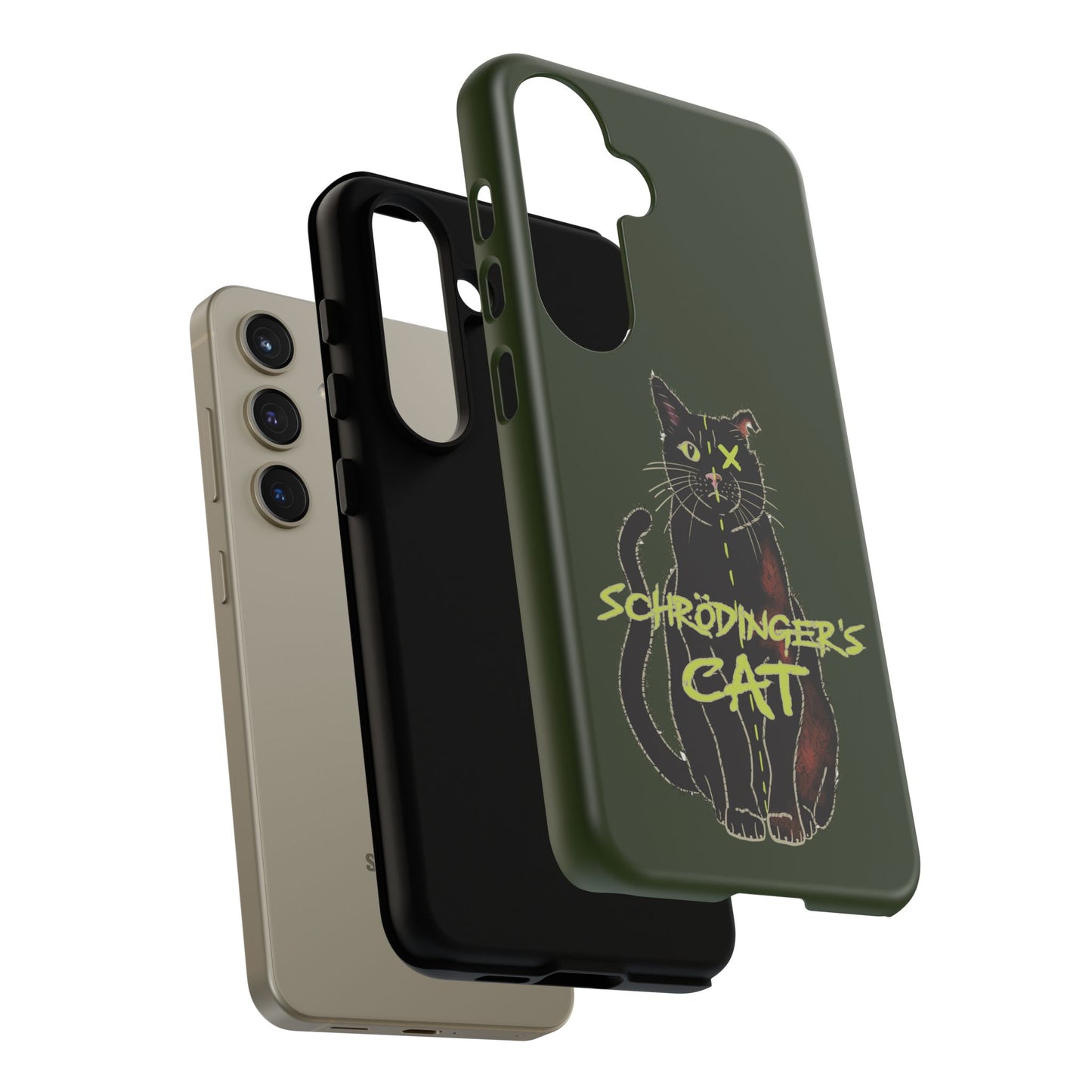 Schrodinger's Cat Phone Case, Green Physics Phone Case for iPhone, Google Pixel, Samsung Galaxy