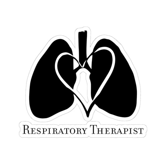 Respiratory Therapist Vinyl Sticker, Black and White Lungs and Heart Design, Medical Professional Decal