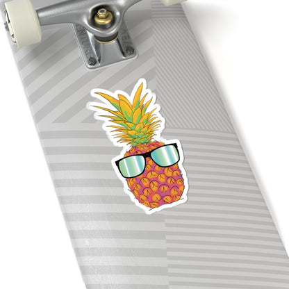 Pineapple in Sunglasses Sticker, Tropical Fruit Vinyl Decal, Summer Vibes Sticker