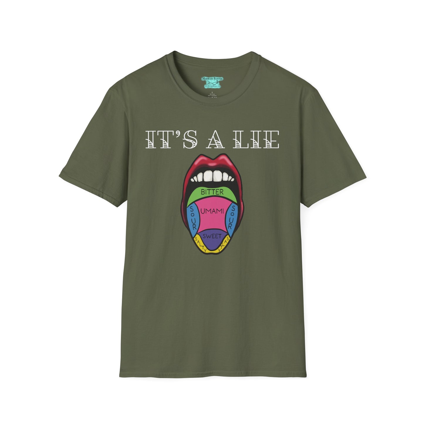 Tongue Taste Map T-Shirt, Funny Anatomy Unisex Short-Sleeve Tee, It’s a Lie Conspiracy