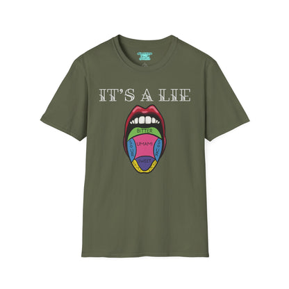 Tongue Taste Map T-Shirt, Funny Anatomy Unisex Short-Sleeve Tee, It’s a Lie Conspiracy
