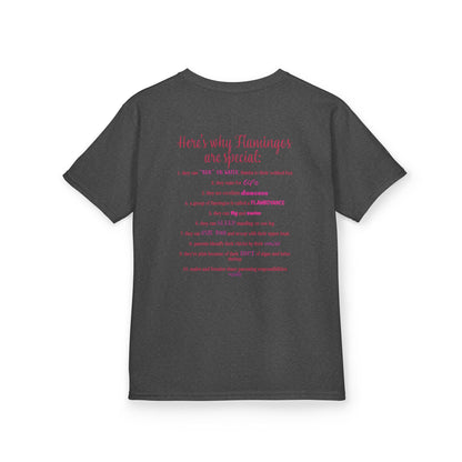 I Love Flamingos Kids T-Shirt, Animal Facts, Front and Back Print