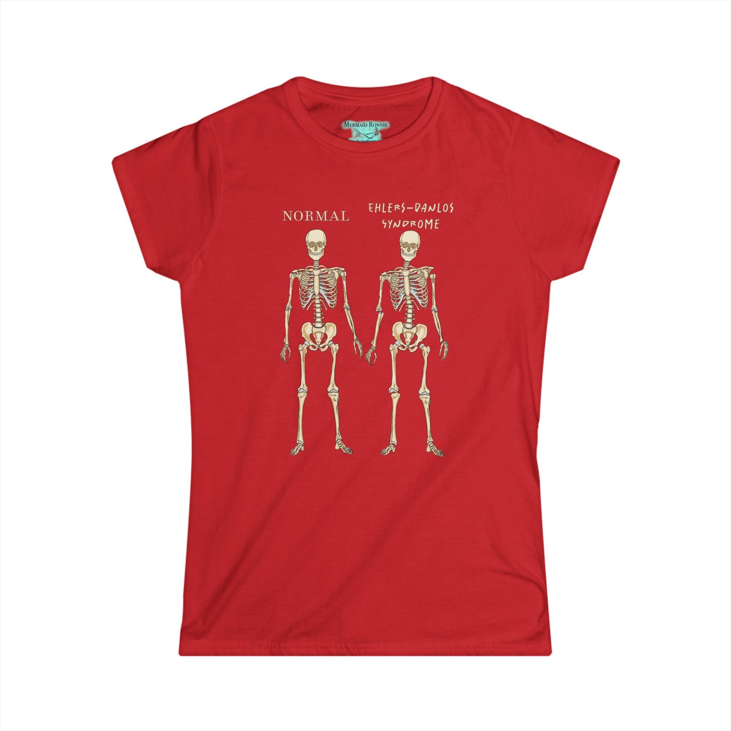 Ehlers Danlos Syndrome Awareness T-Shirt, EDS Skeleton Comparison Women's Tee