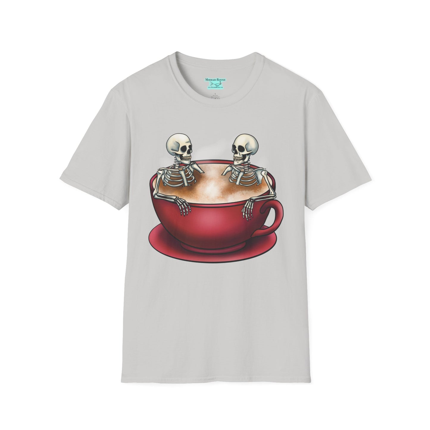 Skeletons in Coffee Cup Graphic T-Shirt, Hot Tubbing Skeletons Unisex Tee, Coffee T-Shirt