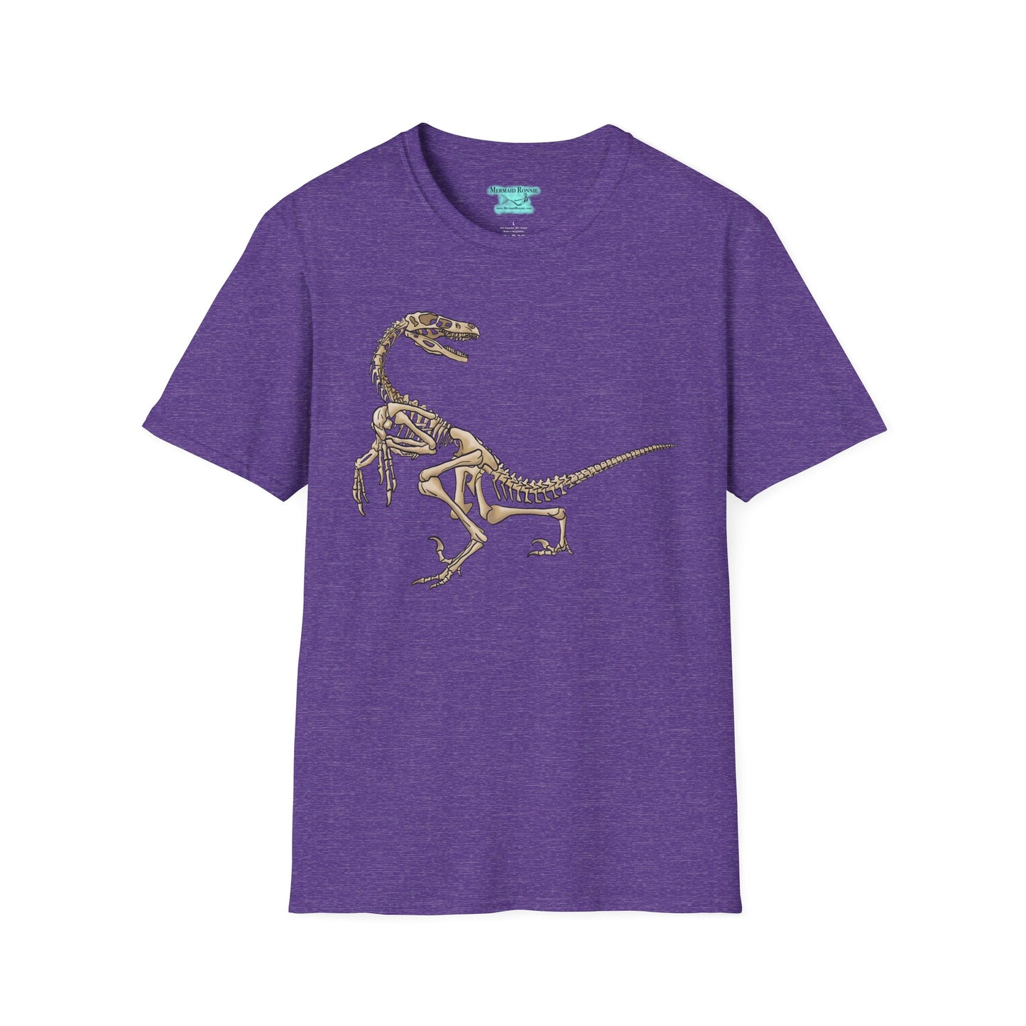 Velociraptor Graphic Tee, Dinosaur Skeleton T-Shirt, Fossil Unisex Short Sleeve Tee
