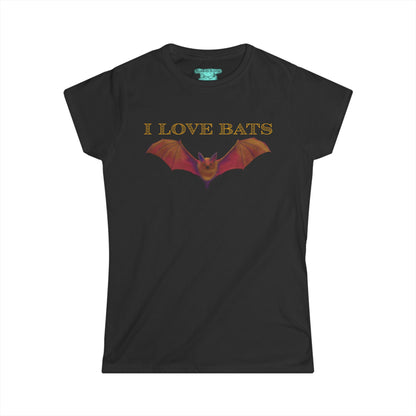 I Love Bats Women's T-Shirt, Bat Conservation Tee with Educational Bat Facts