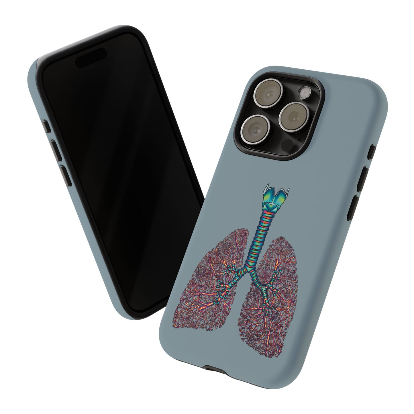Anatomical Lungs Phone Case, Respiratory System Medical Art, Blue-Gray Protective Cover for iPhone, Google Pixel, Samsung Galaxy