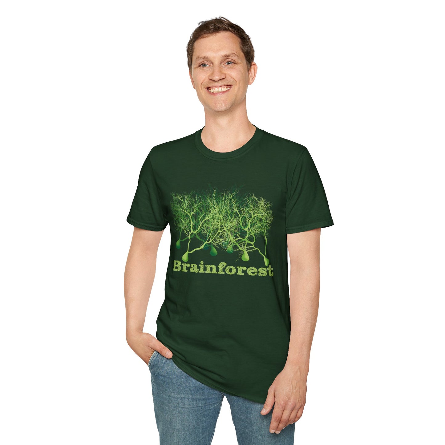 Brainforest Neuroscience T-Shirt, Purkinje Cell Forest, Neuroanatomy Gift, Neuron Short Sleeve Tee