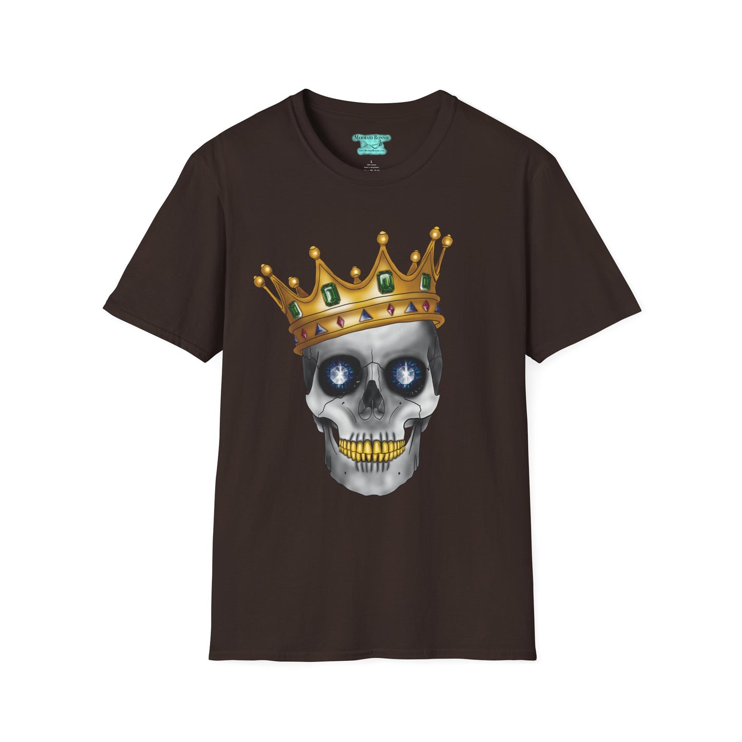 Skull in Crown T-Shirt, Gothic Skull with Gold Teeth and Gemstone Eyes, Unisex Short Sleeve