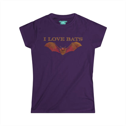 I Love Bats Women's T-Shirt, Bat Conservation Tee with Educational Bat Facts