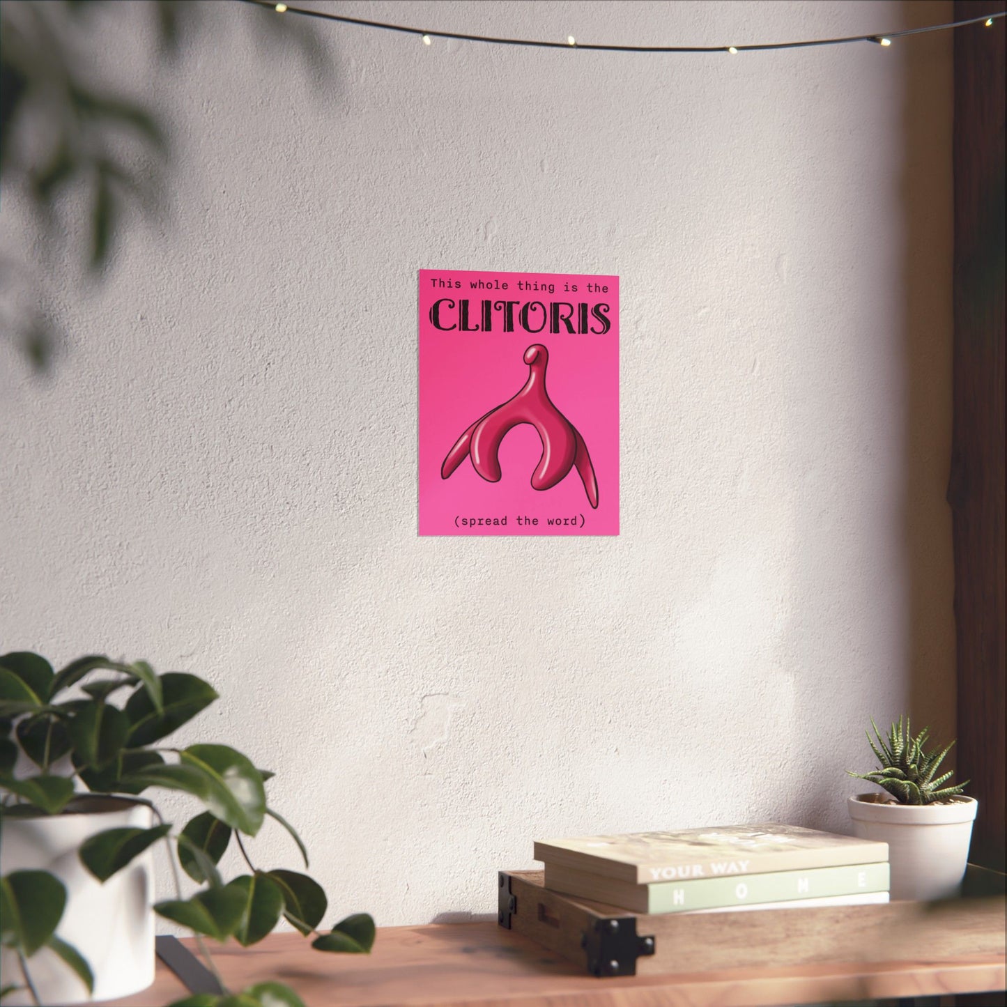 Clitoris Art Print, Female Reproductive Health Awareness Poster, Pink Anatomical Vulva Wall Art