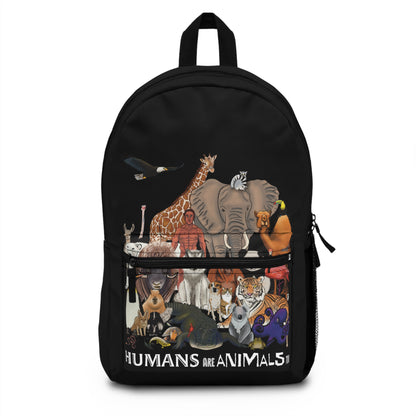 Animal Kingdom Backpack, Black Canvas Backpack, Wildlife Conservation, Animal Lover Backpack