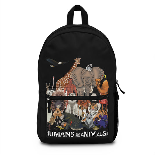 Animal Kingdom Backpack, Black Canvas Backpack, Wildlife Conservation, Animal Lover Backpack