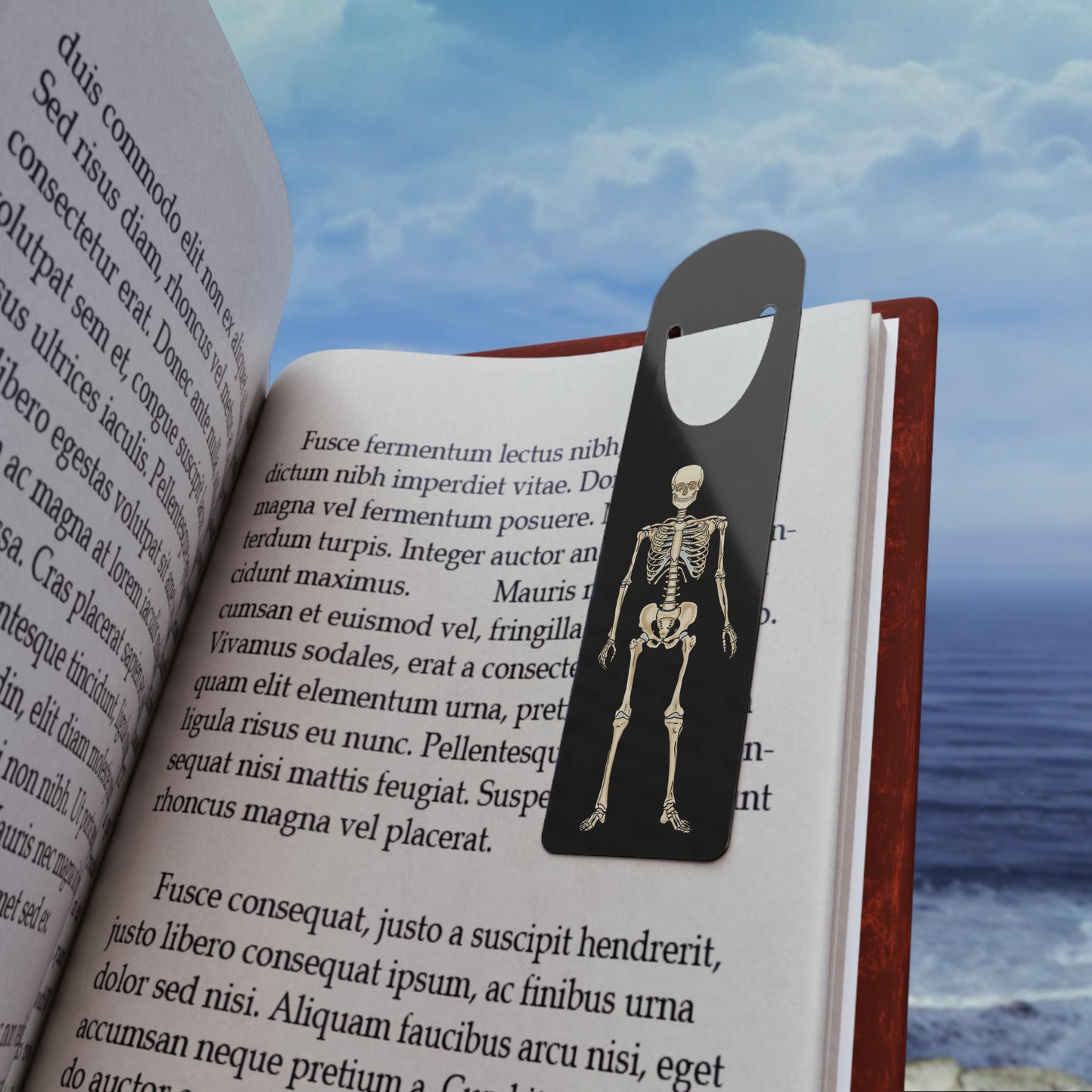 Gothic Skeleton Bookmark, Anatomical Illustration, Healthcare Professional Gift, Black Aluminum Page Marker