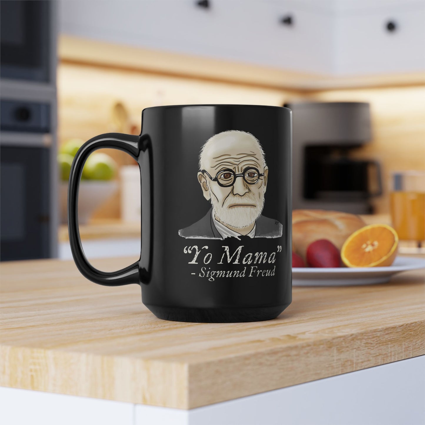 Funny Psychology Mug, Black Sigmund Freud Mug, Yo Mama Joke, Psychology Humor