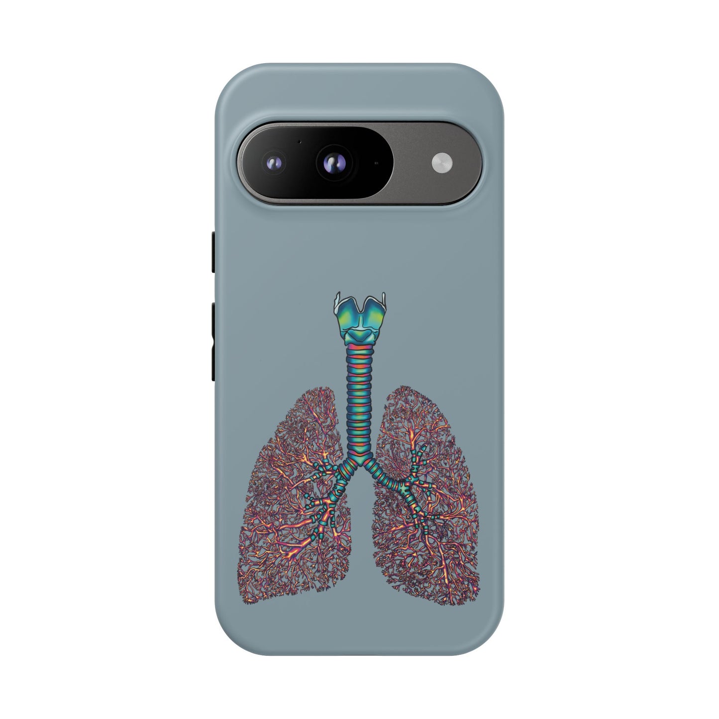 Anatomical Lungs Phone Case, Respiratory System Medical Art, Blue-Gray Protective Cover for iPhone, Google Pixel, Samsung Galaxy
