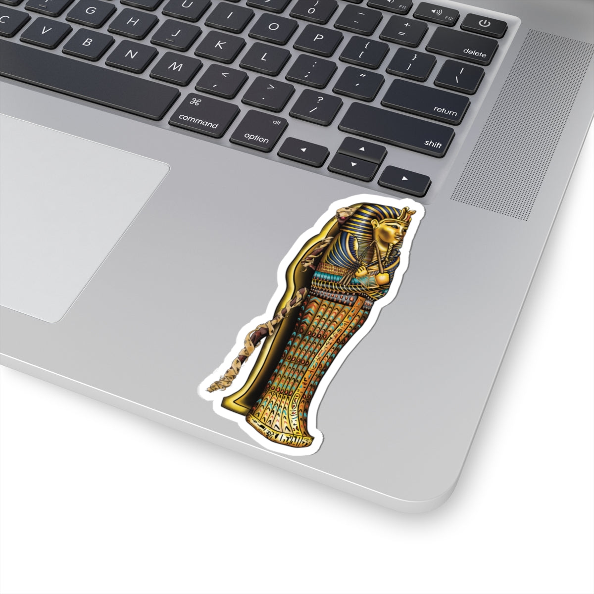 Egyptian Sarcophagus Vinyl Sticker, King Tut Mummy with Glowing Red Eyes Decorative Decal