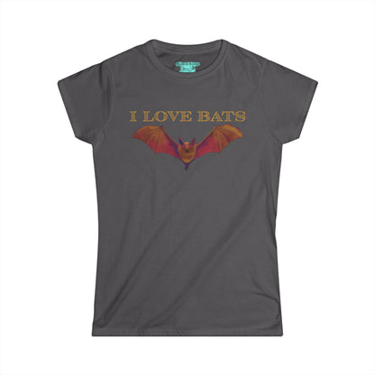 I Love Bats Women's T-Shirt, Bat Conservation Tee with Educational Bat Facts