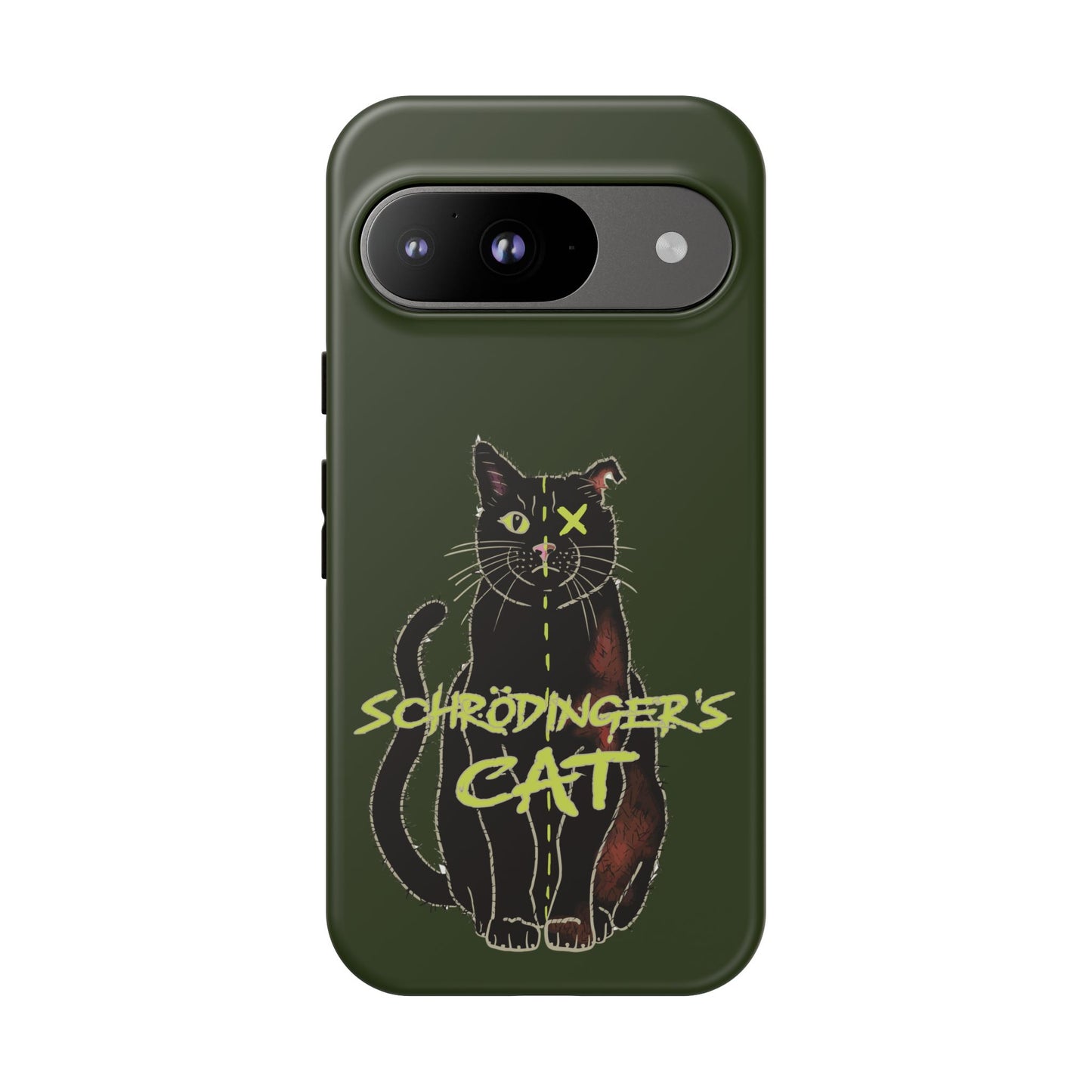 Schrodinger's Cat Phone Case, Green Physics Phone Case for iPhone, Google Pixel, Samsung Galaxy