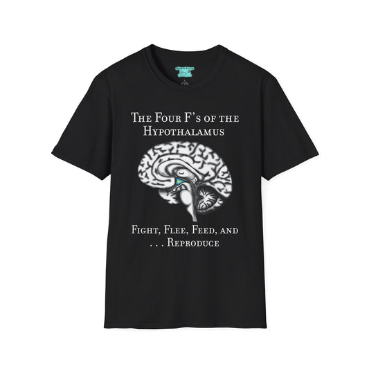Funny Neuroscience T-Shirt, Brain Hypothalamus Graphic Tee, Four F’s of the Hypothalamus, Anatomy Gift, Educational Humor