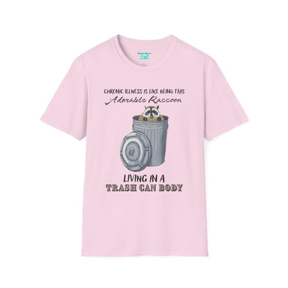 Funny Chronic Illness Graphic T-Shirt, Raccoon in Trash Can, Unisex Disability Tee