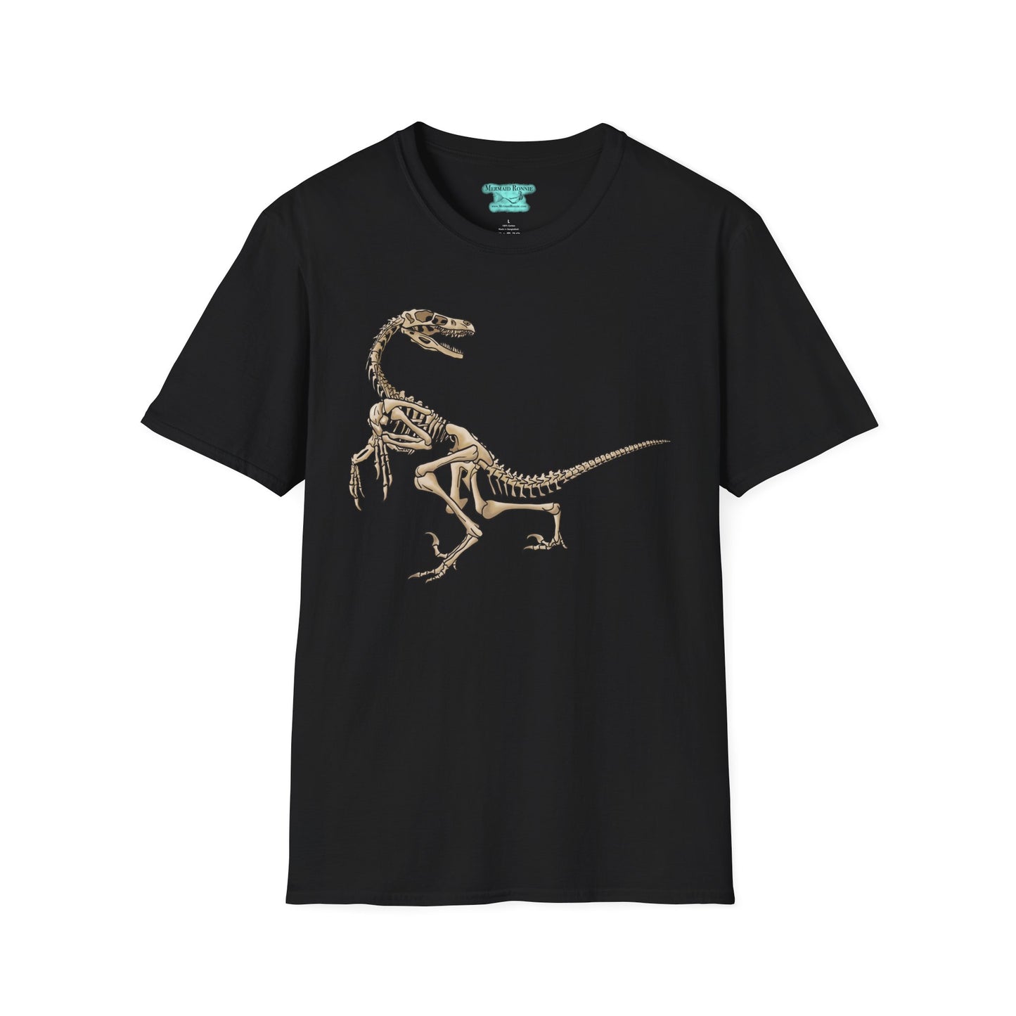 Velociraptor Graphic Tee, Dinosaur Skeleton T-Shirt, Fossil Unisex Short Sleeve Tee
