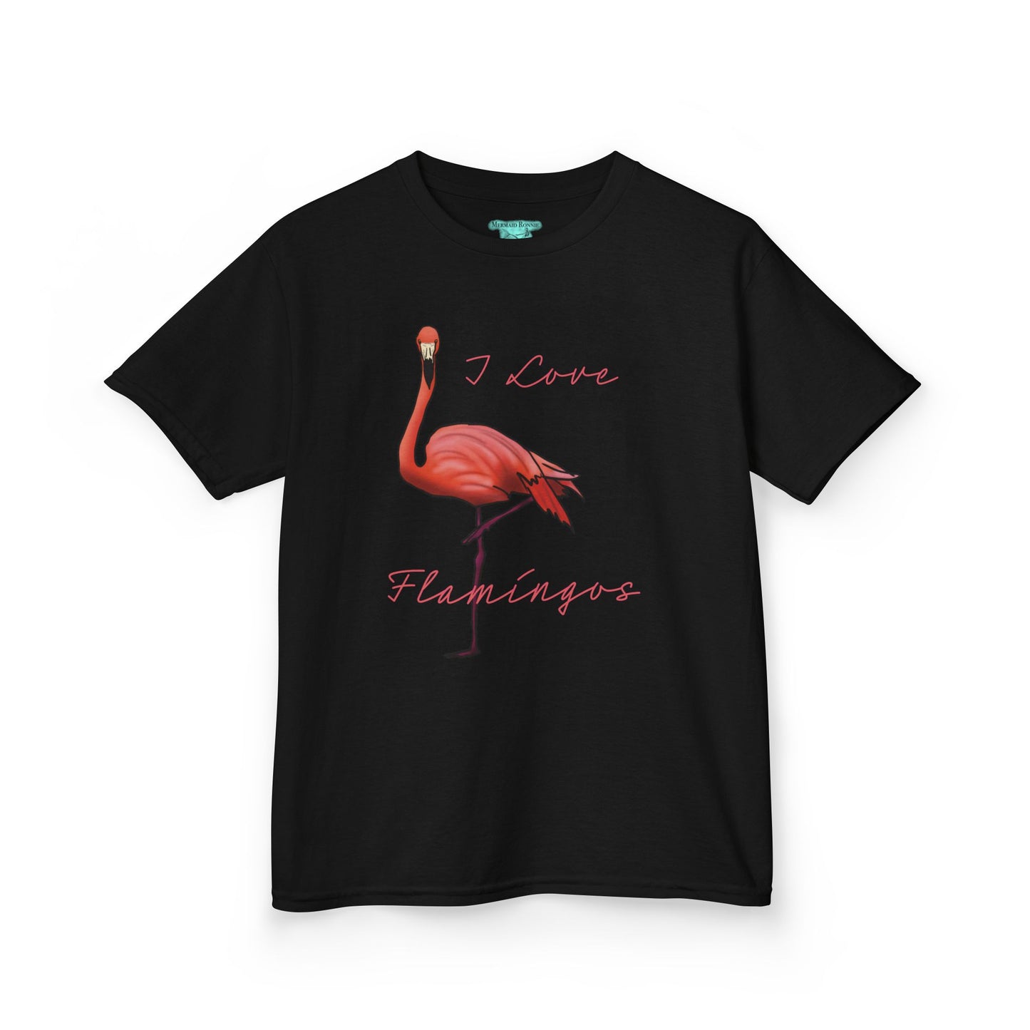 I Love Flamingos Kids T-Shirt, Animal Facts, Front and Back Print