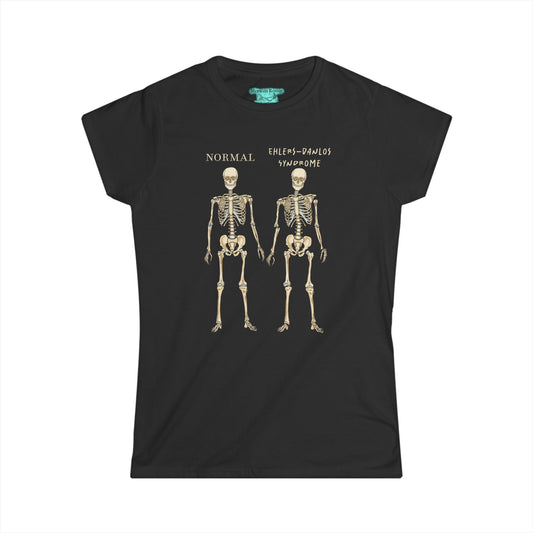 Ehlers Danlos Syndrome Awareness T-Shirt, EDS Skeleton Comparison Women's Tee