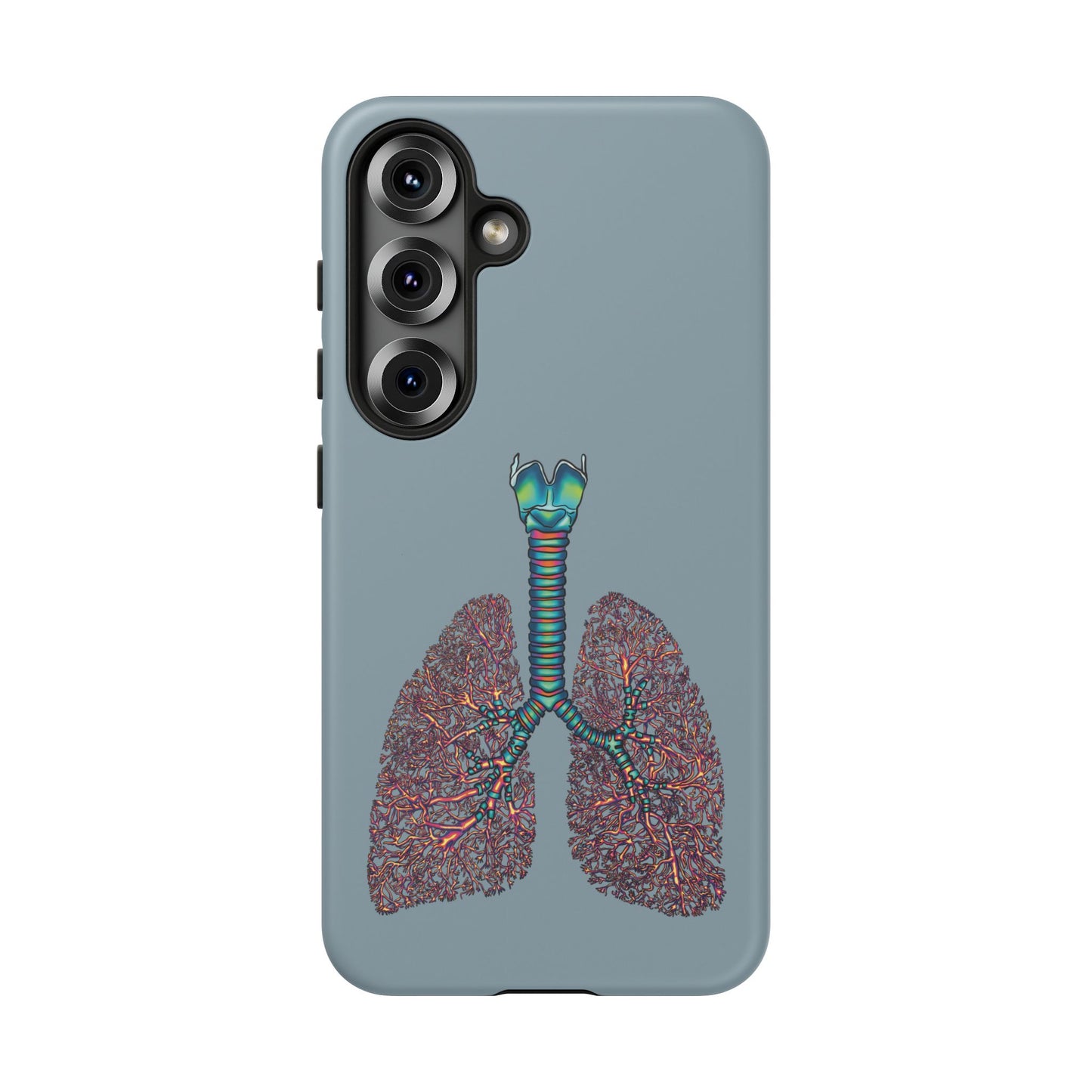 Anatomical Lungs Phone Case, Respiratory System Medical Art, Blue-Gray Protective Cover for iPhone, Google Pixel, Samsung Galaxy