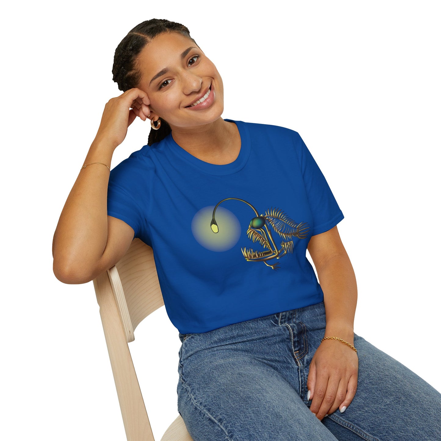 Angler Fish T-Shirt, Fish Skeleton Graphic Tee, Deep Sea Creature