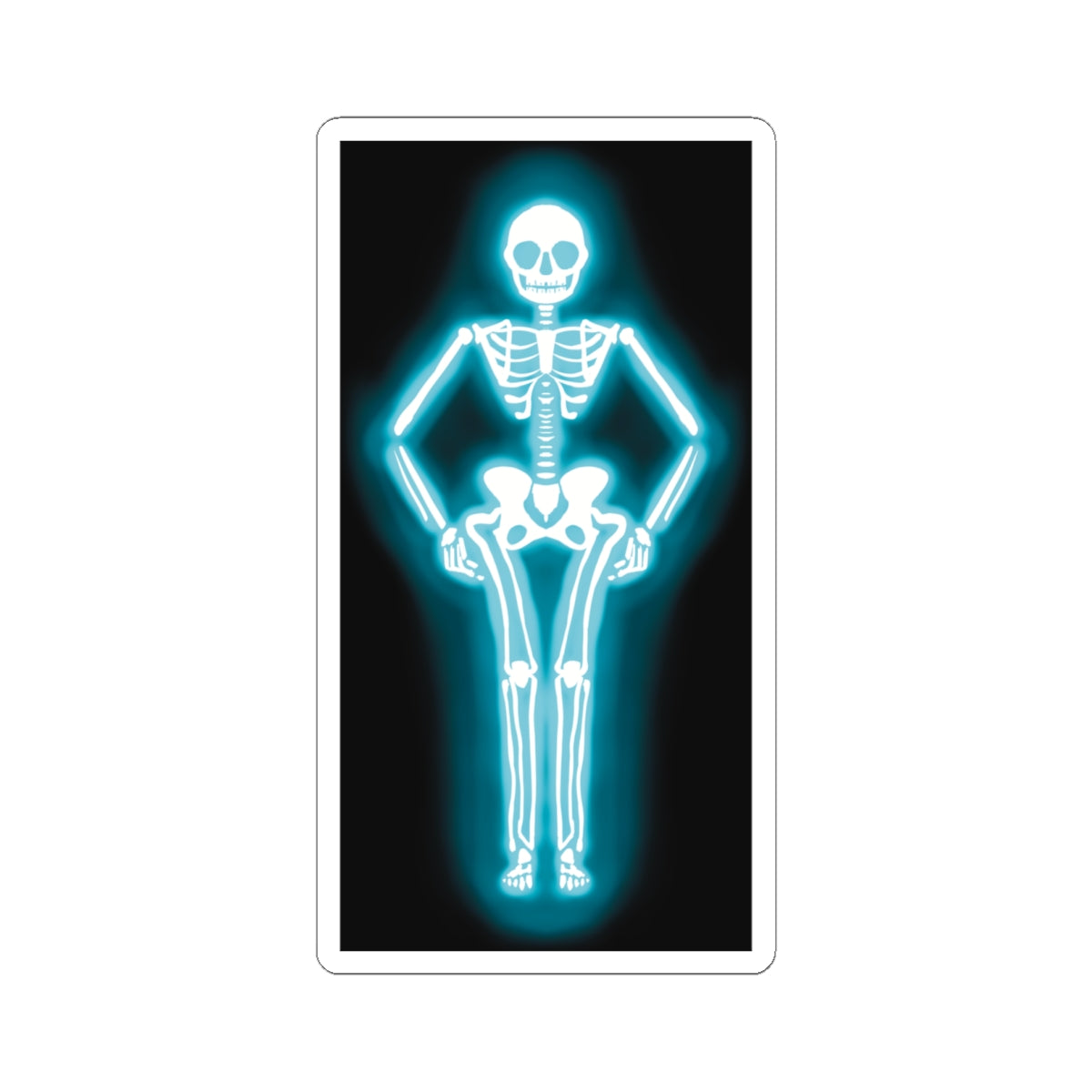 Skeleton Neon Sign Sticker, Glowing Skeleton Design, Skeleton Vinyl Decal