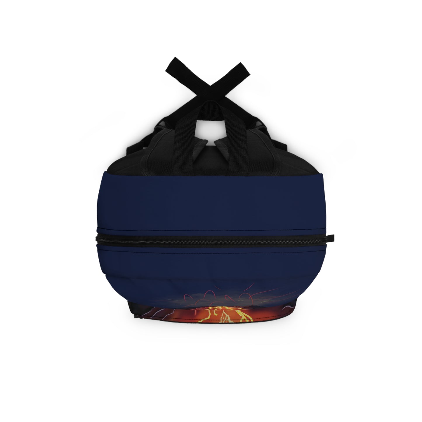 Volcanic Eruption Backpack, Navy Blue Canvas Backpack, Erupting Volcano with Flowing Lava