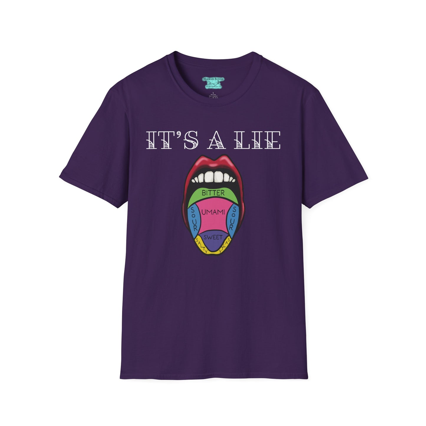 Tongue Taste Map T-Shirt, Funny Anatomy Unisex Short-Sleeve Tee, It’s a Lie Conspiracy
