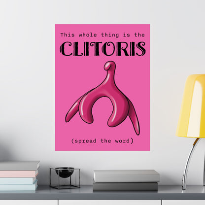 Clitoris Art Print, Female Reproductive Health Awareness Poster, Pink Anatomical Vulva Wall Art
