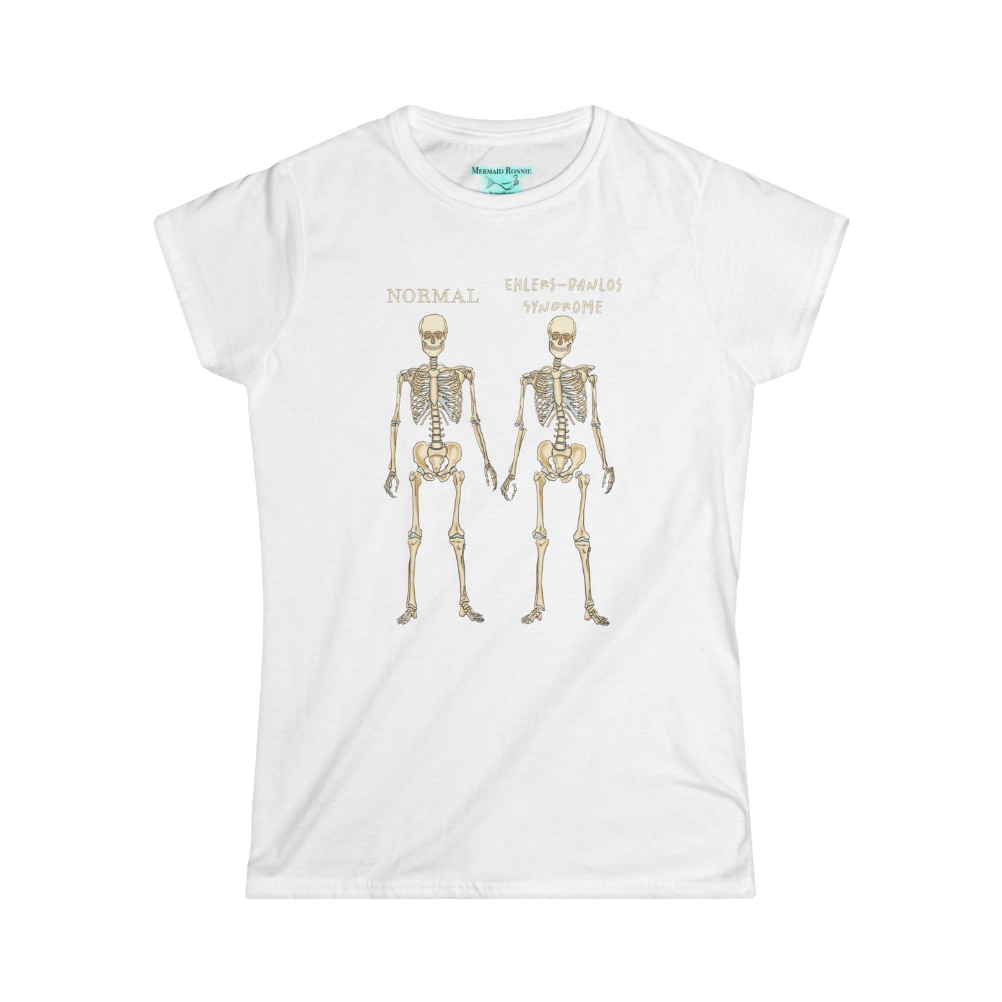 Ehlers Danlos Syndrome Awareness T-Shirt, EDS Skeleton Comparison Women's Tee