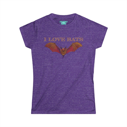 I Love Bats Women's T-Shirt, Bat Conservation Tee with Educational Bat Facts
