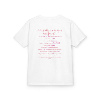 I Love Flamingos Kids T-Shirt, Animal Facts, Front and Back Print