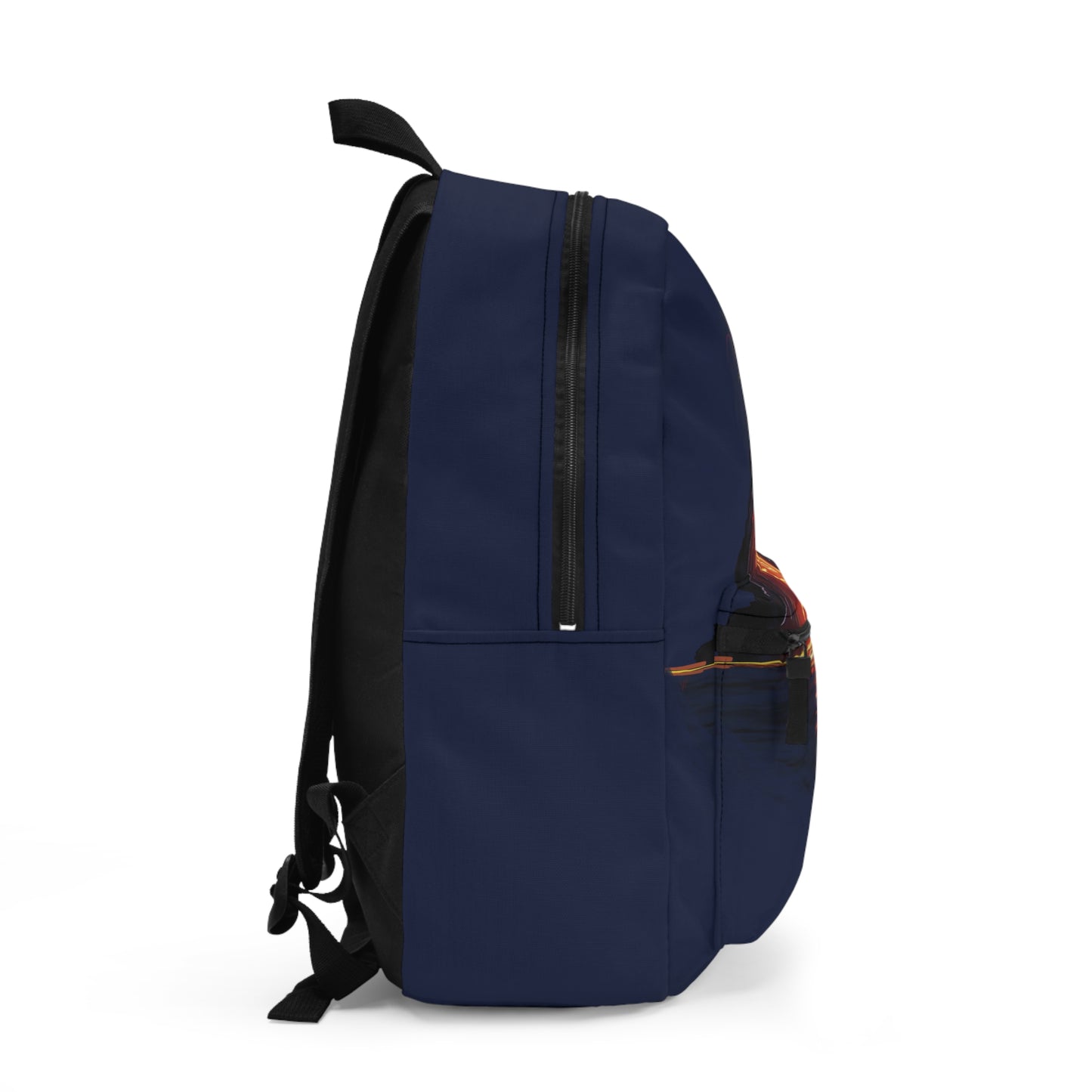 Volcanic Eruption Backpack, Navy Blue Canvas Backpack, Erupting Volcano with Flowing Lava