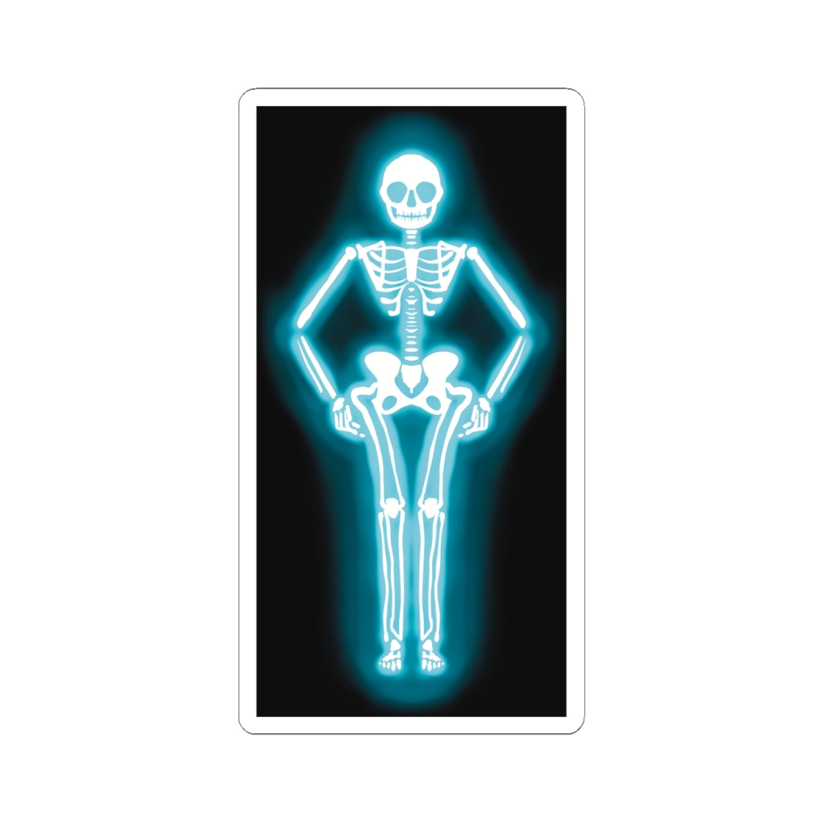 Skeleton Neon Sign Sticker, Glowing Skeleton Design, Skeleton Vinyl Decal