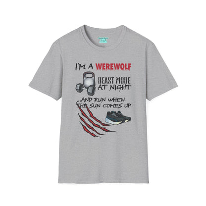 Funny Workout T-Shirt, Werewolf Beast Mode Tee, Unisex Exercise Shirt