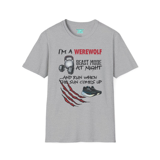 Funny Workout T-Shirt, Werewolf Beast Mode Tee, Unisex Exercise Shirt