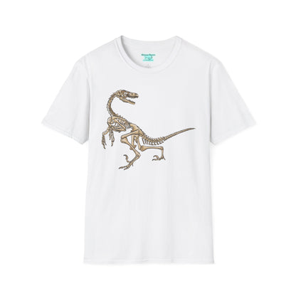 Velociraptor Graphic Tee, Dinosaur Skeleton T-Shirt, Fossil Unisex Short Sleeve Tee